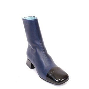 Maison Raro 5540 Navy / Black Leather Ankle Heel Boots